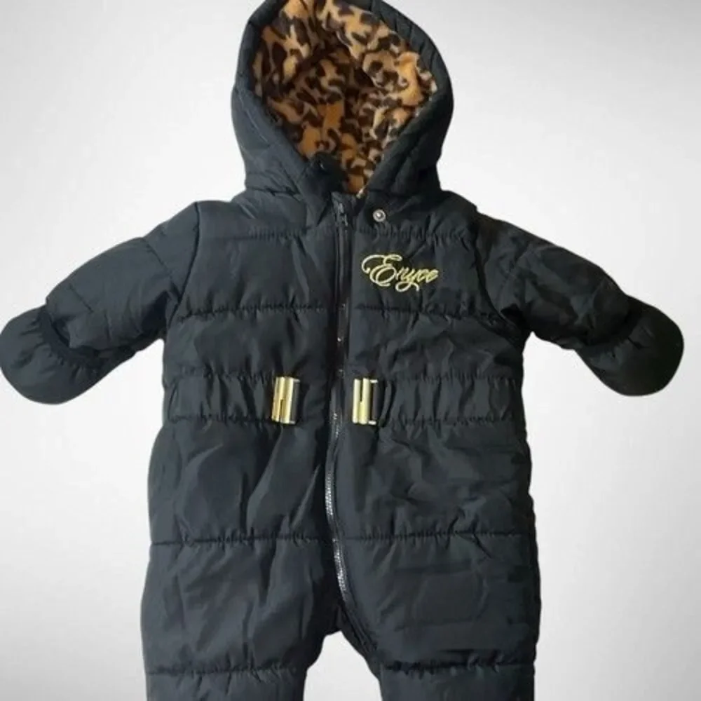 Enyce Baby Footed Puffer Hooded Snowsuit Bunting 0-3 Months In Black - Picture 6 of 9